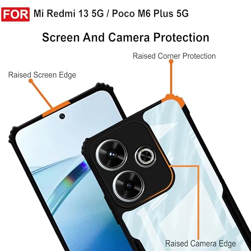 Image of Zapcase Back Case Cover for Mi Redmi 13 5G | Compatible for Mi Redmi 13 5G Back Case Cover | Clear Case with Camera Protection | (TPU + PC | Matte Black)