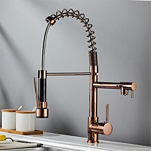 Robinet avec pull-out pulvérisateur 2 fonctions eau chaude froide pour évier noir