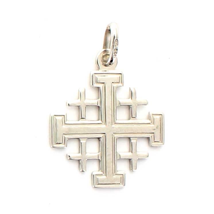 Palais du Rosaire Croix de Jérusalem en Argent 14mm - Médaille et Croix Argent - Culte Chrétien