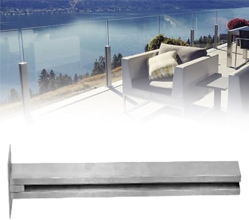 24" 32" 40" 48" Stainless Steel Glass Railing Post with Slots & Base, Silver & Black Balustrade Column for Patio, Balcony, Deck Safety - Durable Vitreous Design