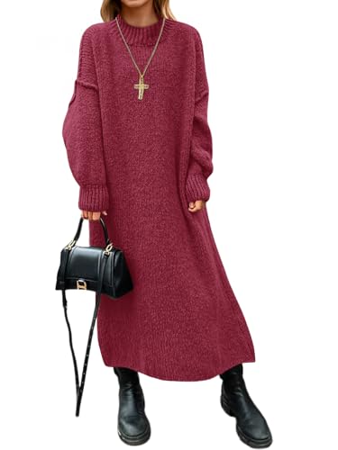 Saodimallsu Womens Oversized Sweater Dress Mock Neck Long Sleeve Casual