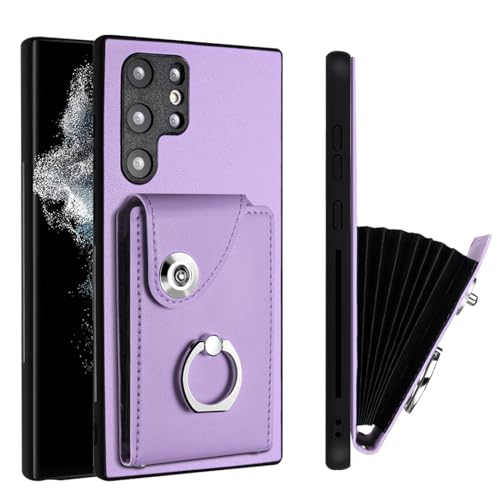 Coque Samsung S22 Ultra violette avec porte-cartes et béquille Lemaxelers