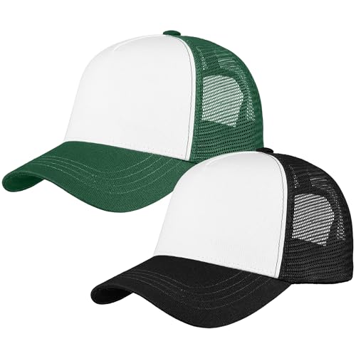 Image of Falari 5-Panel Mesh Baseball Cap, Trucker Hat, Structured Plain Design, Cotton, Adjustable Size