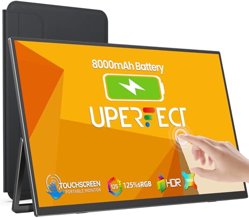 UPERFECT Écran Portable Tactile avec 8000mAh Batterie, Moniteur Mobile 15,6 Pouces 125% sRGB 2000:1 1920x1080 FHD IPS Display USB C Affichage pour...
