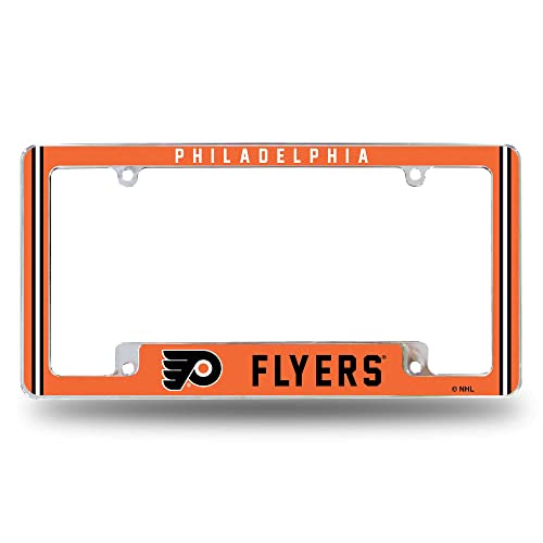 Rico Industries NHL Philadelphia Flyers Primary 12" x 6" Chrome All Over Automotive License Plate Frame for Car/Truck/SUV