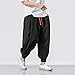 Mens Hip Hop Harem Pants Fashion Solid Color Oversized Tapered Pants Casual Comfy Elastic Drawstring Baggy Trouser