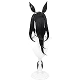 マンハッタンカフェ コスプレウィッグ 耐熱ウィッグ 変装用ウィッグ cosplay wig かつら 専用ネットと櫛付 ブラック (ウィッグ＋耳)