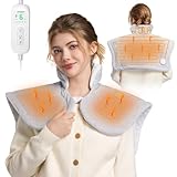 Amdeer 電気肩パッド 電気肩当て 8段階温度切替 6段階切タイマー ふわふわ 高級フランネル生地 加熱 肩当て 自宅 オフィス用 スポーツ観戦 省エネ 暖房器具 洗える 電気パッド 防臭 ダニ退治 防寒対策 52*58cm ライトグレー