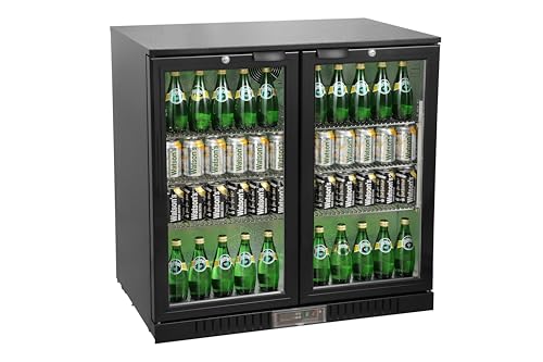 METRO Professional Refrigerador de bebidas GBC3002, metal/vidrio, 90 x 53 x 86.5cm, 198 L, enfriamiento por ventilación, 160 W, con cerradura, descongelación automática, iluminación LED (198 L, Negro)