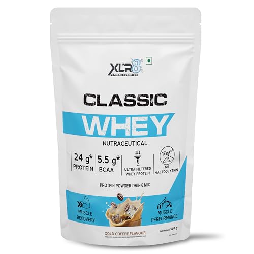 Image of XLR8 Classic Whey Protein Powder, 24 g Protein, 5.5 BCAA, No Maltodextrin (Cold Coffee, 907 g)