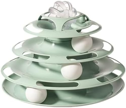 Giawkca 猫 おもちゃ 遊ぶ盤 猫タワー ボール ぐるぐるタワー 4層回転タワー ボール回転盤 猫じゃらしが付き ストレス発散 留守番対応 トラックボール 人気 知育玩具 猫ちゃん大興奮 ペット遊び道具 遊び好き天性満足 運動不足解消 (ピンク (グ