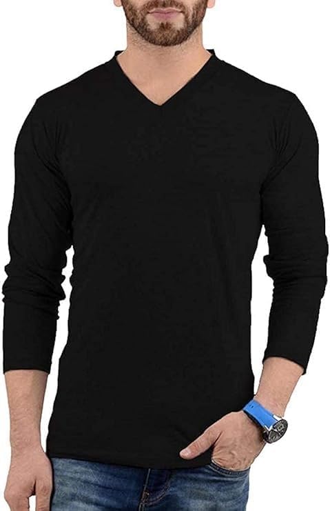 Pack of 3 Plain Long Sleeve Shirt Men - Soft Comfortable V Neck Full Sleeves Fashion Tees for Men - Image 2