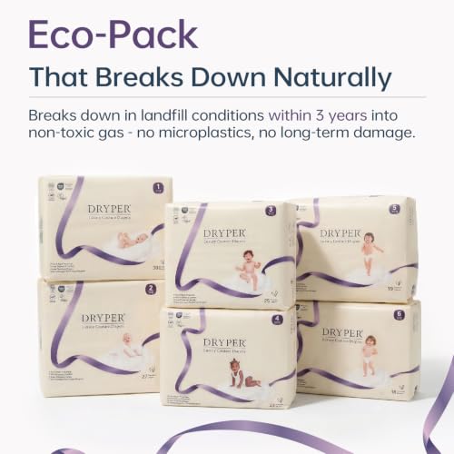 Image of Trial Pack Baby Diapers - DRYPER Size 1 Diapers (6-11 lbs), 30 Count, Size Newborn Diapers, Hypoallergenic Disposable Diaper, Ultra-Soft & Thin, with Wetness Indicator, Oeko-TEX Standard 100