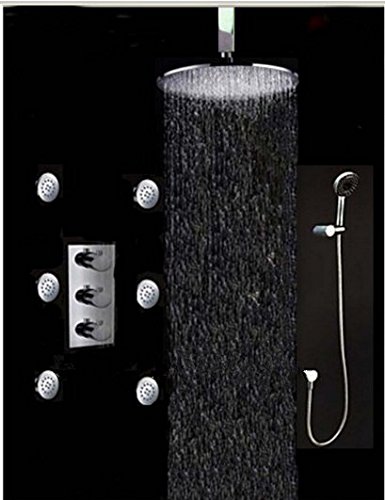 Colonne de douche thermostatique avec tête ronde 30,5 cm et jets massants Gowe Pluie