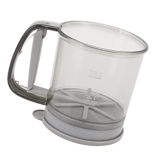 ZASCHMOY Innovadora Taza de Tamiz de Harina de Prensa Manual con Malla de Filtro de Doble Capa - Material ABS de Grado Alimenticio, Escala Precisa para Hornear, Suministros de Cocina, Estabilidad de