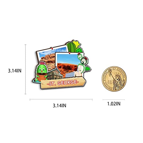 Imán decorativo de madera St. George Utah USA 3.14 pulgadas miniatura 3