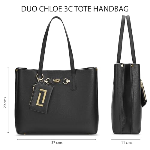 Image of Lavie Luxe Women's Duo Chloe 3 Compartment Tote Handbag | Tote Bag For Work | Ladies Purse | Stylish Shoulder Bag | Gift For Women