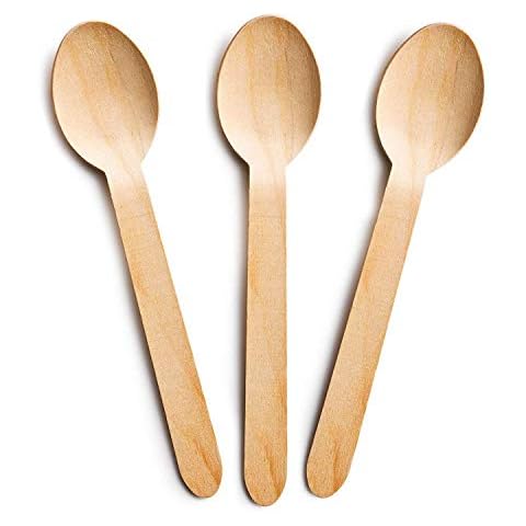 Avlash® [ Pack of 100 ] Disposable Wooden Spoons, Biodegradable Wooden Spoon - 16cm Long | Eco Friendly & Plastic Free Wooden Spoons - Ideal for Wedding, Picnic, Party, Office (Spoons) Cover
