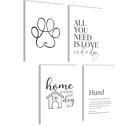 mojoliving Moderne Hund Wandbilder Poster Set Bilder Wanddeko Wohnzimmer Deko Schlafzimmer Fotowand Bild für die Küche Aesthetic Poster (Hund)