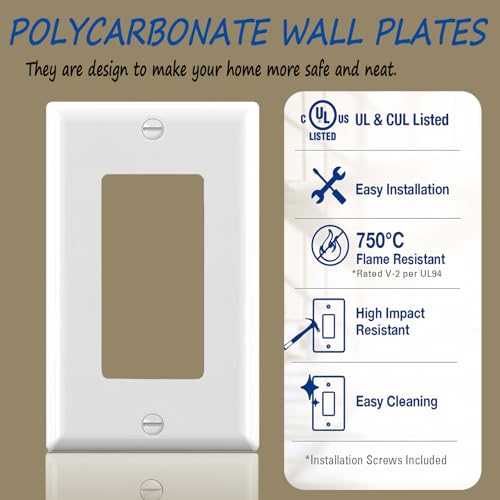 Placa de pared Decora para interruptor estándar de 1 banda y policarbonato 4
