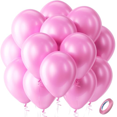 Image of Bezente Pearl Pink Balloons Latex Party Balloons 100 Pack 12 inch