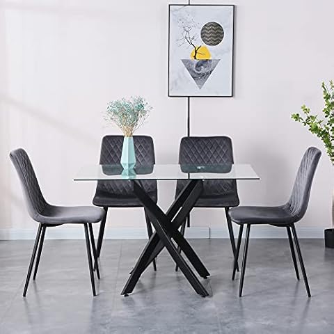 GOLDFAN 5Pcs Glass Dining Table Set Cover