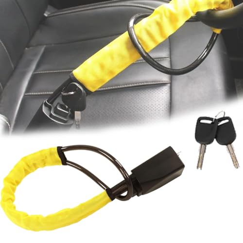 WOOXGEHM Bloccasterzo per Auto, con 2 Chiavi, Antifurto Universale per Cinture di Sicurezza, per Auto, Antifurto, Lunghezza 17 Pollici/43, 2 Cm，per la Maggior Parte Dei Veicoli Automobilistici