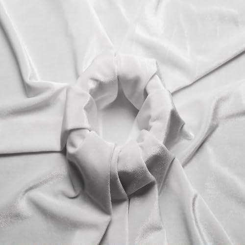 Image of Amazon Brand - Umi 1 Mtr Multi Purpose Velvet Fabric Cloth for Decoration, Trousseau Packing, Party Hall, Bouquet, Gift Packing, Decor, Pooja Room (1 Mtr, White), Solid