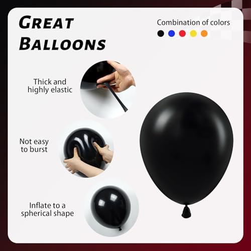 Image of 60pcs Race Car Balloons 12inch with Black Royal Blue Yellow Red Orange Latex Balloons for Race Car Two Fast Baby Shower Birthday Party Decorations