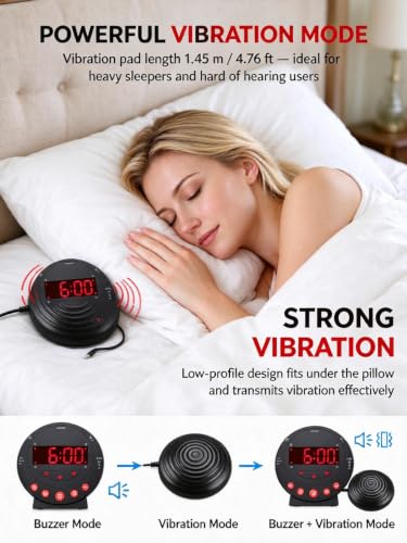 ChayWillow Vibrating Alarm Clock with Bed Shaker, Dual USB Charger - image 3