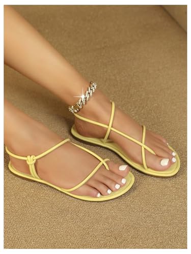 Image of GORGLITTER Women's Summer Sandals 2026 Strappy Slingback Flats Dressy Cute Beach Vacation Slides