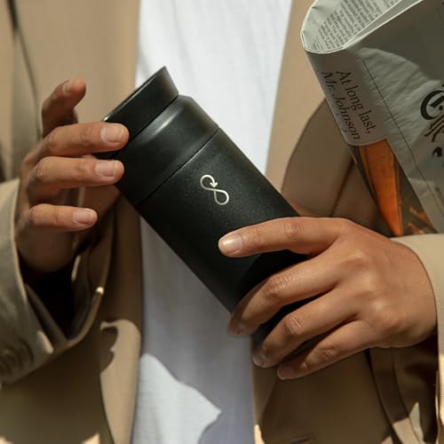 Image of Ocean Bottle - Recycled Stainless Steel Brew Flask - Eco-Friendly & Reusable Bottle - Obsidian Black - 12 oz