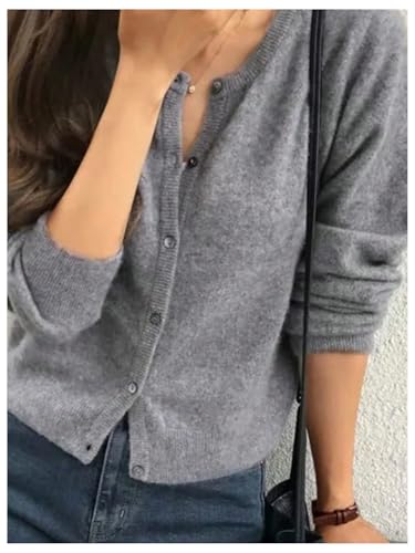 SHENHE Women's Crewneck Button Down Long Sleeve Cardigan Loose Casual Sweater Top4