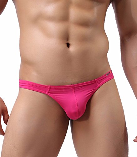 Sexy Contracted Thong Shapewear G-string For Men Pure Color Underwear B1143 (L, Rose/Yellow/Sky blue)3
