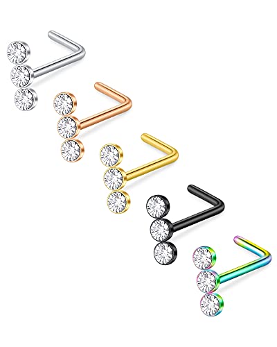 D.Bella 18G Nose Studs Surgical Stainless Steel Nose Rings Studs