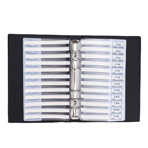 Jectse Libro Campioni di 50 Induttori SMD, Kit di Assortimento di Induttori su Chip Multistrato con Design a Libro e Annotazioni Chiare, Materiale PVC, Adatto per Ingegneri, Studenti,