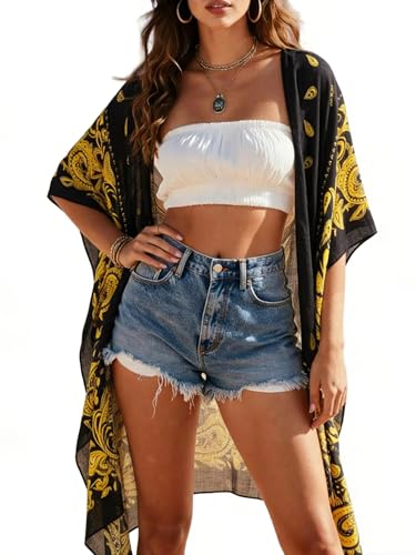 Image of Spicy Sandia Kimonos for Women Floral Beach Cover Up Loose Swimsuit Bathing Suit Coverup Cardigan for Summer Swimwear