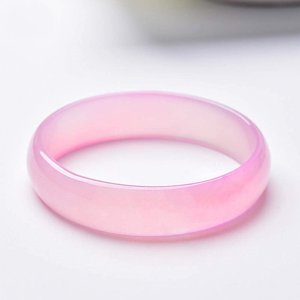 Raindrop Natural Ice Flower Pink Hibiscus Jade Bangle Bracelet For