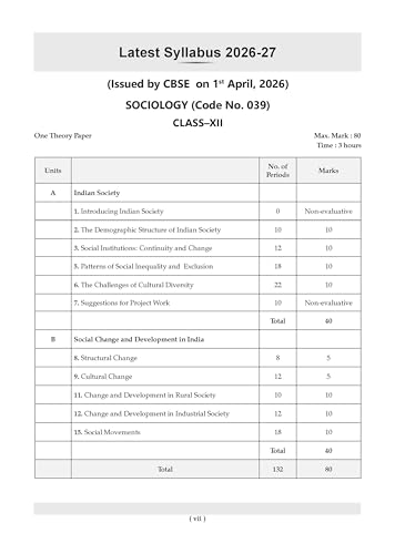 Image of Oswaal CBSE Class 12 Sociology Question Bank | Chapter & Topic-wise Solved Papers (2017-2026) | Based on Syllabus (April 2026) | Includes 2026 Papers | For 2027 Exam