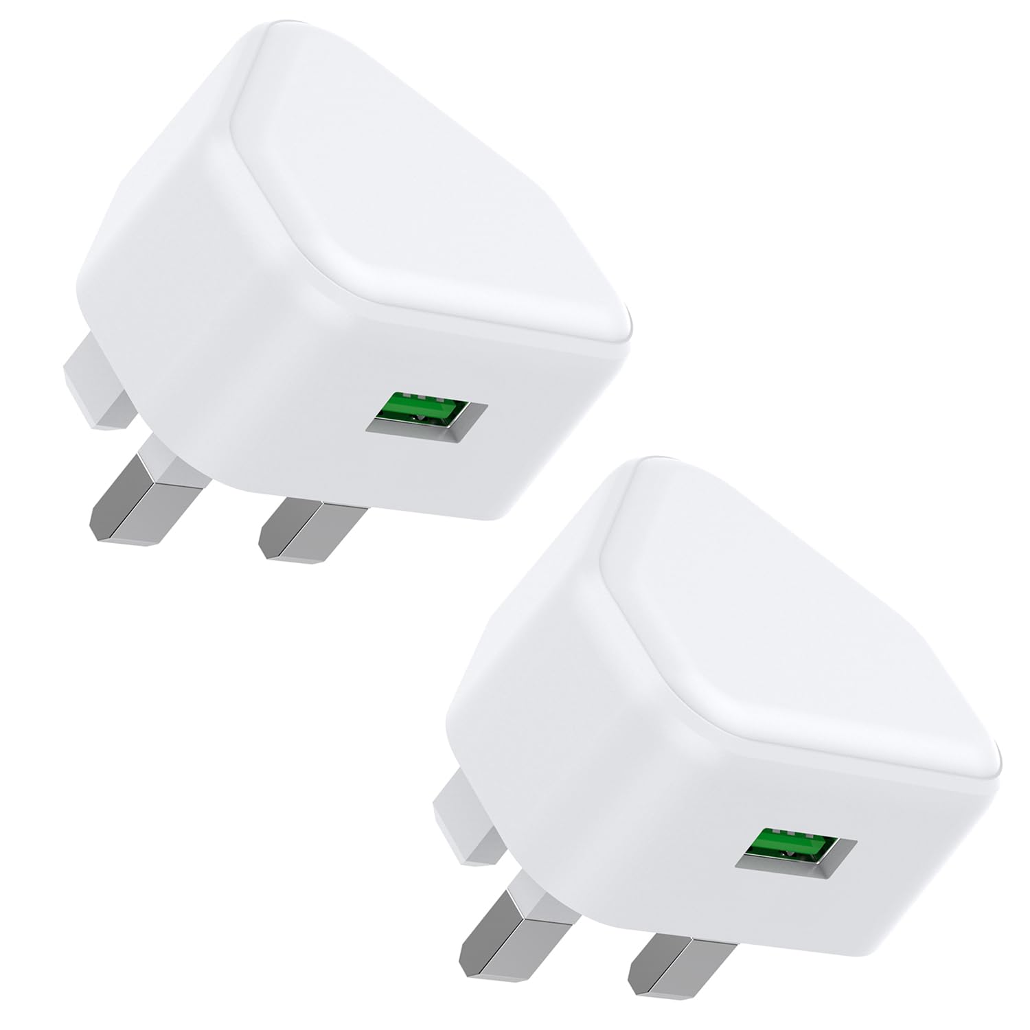 USB Plug UK,USB Charger Plug Adaptor UK 2Pack Phone Plugs with USB Port Compact 3 Pin Single Way Mains Charge Head 5W 5V 1AMP Socket Charging for iPhone 13 12 11 SE XS XR X 8 7 6 5 iPad Watch Airpods