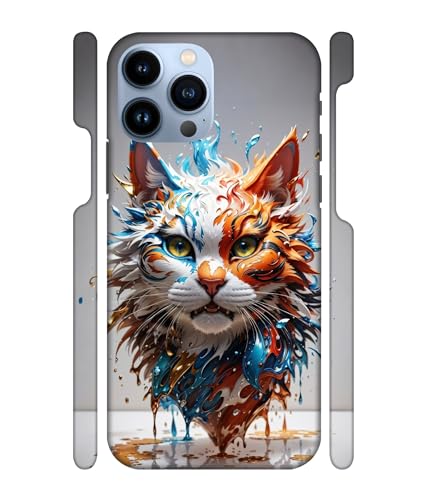 Image of ''Cat'' -(Paint & Drops Art) Printed Hard Mobile Back Cover & Case for iPhone 13 Pro (6.1 inch), Designer | Protective & Premium Cover & Case
