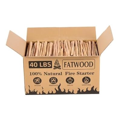 40 Lbs Fatwood Fire Starter Sticks, 100% Natural Pine Kindling Wood, Pine Firewood Firestarter for Campfire, Stove, Fireplace, Bonfires, Grill, Long-Lasting, Quick Ignition (40 LBS)