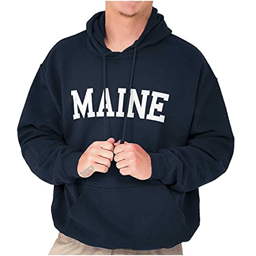 Maine Simple Traditional Classic Hoodie Sweatshirt Women Men Navy