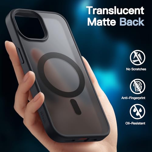 JETech 3 in 1 Magnetic Case for iPhone 13 mini 5.4-Inch with 2 Pack Tempered Glass Screen Protectors, Compatible with MagSafe, Translucent Matte Back Shockproof Phone Cover (Black) by JETech - Used condition - Image 4