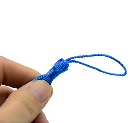 Image of 100pcs 13cm /5 Inch Silky Floss Bookmark Tassels with 2-Inch Cord Loop and Small Chinese Knot for Jewelry Making, Souvenir, Bookmarks, DIY Craft Accessory (Peacock Blue)