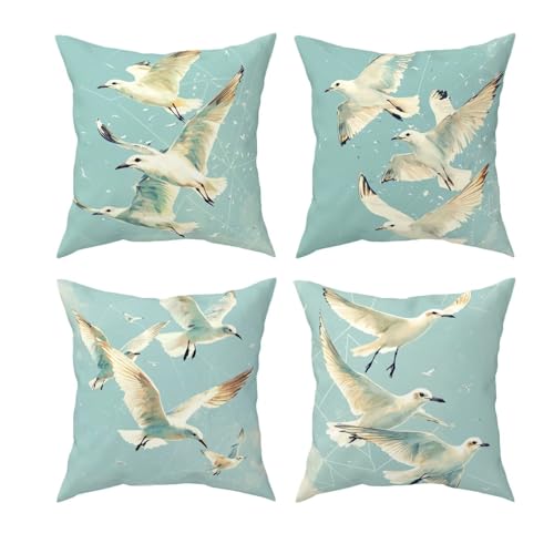 Juego de 4 Funda Cojin Azul 50x50 cm, Fundas Cojines Sofa Animal, Decorativos Cojines para Sofa, Decorativos Cojin de Terciopelo con Cremallera Oculta para Decorar Sala de Estar Cama Silla Coche Q-69