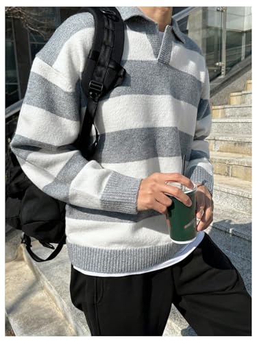 Floerns Men's Colorblock Striped Knit Sweater Long Sleeve Fall Winter Pullover Tops4