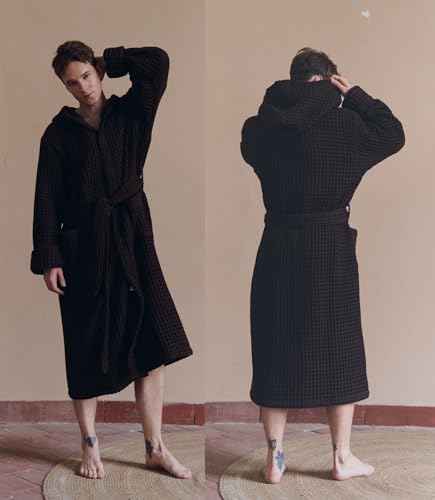 Image of Luxury Organic Japanese Cotton Hotel & Spa Waffle Bathrobe for Men and Women (Hooded /Kimono)