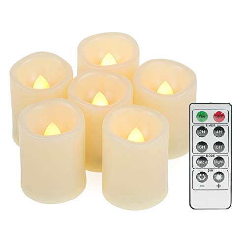 Velas de té LED con temporizador y mando juego de 6 piezas eléctricas de larga duración