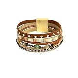 MASW Retro leather bracelet, fashionable bohemian style multi-layered bracelet, beaded tiger eye stone accessories, personalized women's accessories M4900